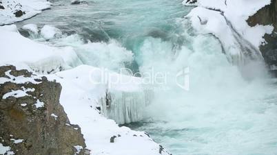 Waterfall Dettifoss in wintertime, Iceland
