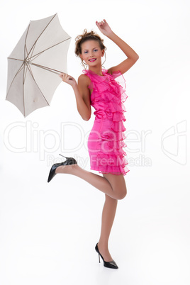 Young Woman With Umbrella