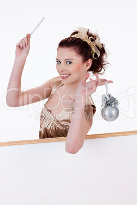 Young Woman And White Board