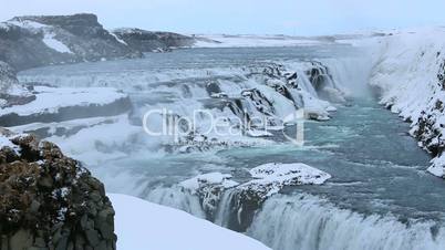 Waterfall Gullfoss in winter