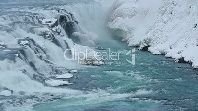 Waterfall Gullfoss in wintertime
