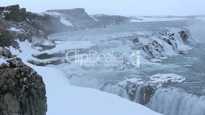 Waterfall Gullfoss in wintertime with audio