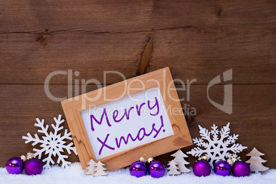 Purple Christmas Decoration, Snow, Merry Xmas