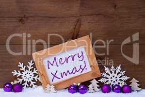 Purple Christmas Decoration, Snow, Merry Xmas