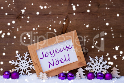 Purple Decoration, Snow, Joyeux Noel, Merry Christmas, Snowflake