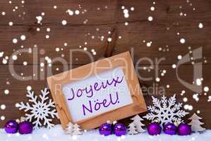 Purple Decoration, Snow, Joyeux Noel, Merry Christmas, Snowflake