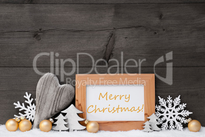 Golden Gray Decoration, Snow, Merry Christmas Golden Gray Decoration, Snow, Merry Christmas