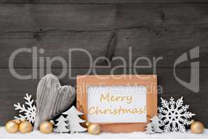 Golden Gray Decoration, Snow, Merry Christmas