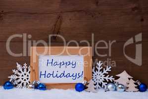 Blue Christmas Decoration, Snow, Happy Holidays