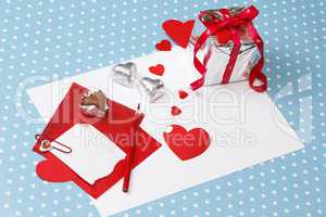 Valentine's day love message, unfinished, with gift box