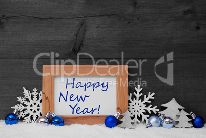 Blue Gray Christmas Decoration, Snow, Happy New Year