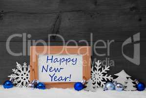Blue Gray Christmas Decoration, Snow, Happy New Year