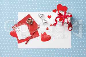 Valentine's day love message, unfinished, with gift box