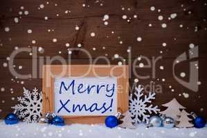 Blue Christmas Decoration, Snow, Merry Xmas, Snowflakes