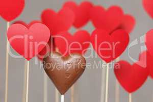 Valentine's day hearts on a stick with chocolate heart