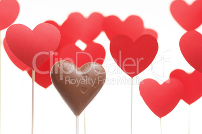 Valentine's day hearts on a stick with chocolate heart