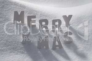 White Christmas Word Merry Xmas On Snow