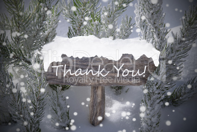 Christmas Sign Snowflakes Fir Tree Text Thank You