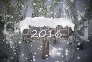 Christmas Sign Snowflakes Fir Tree Text 2016