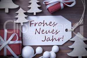 Christmas Label Gift Tree Frohes Neues Jahr Means New Year