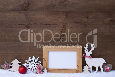 Christmas Decoration On Snow With Picture Frame