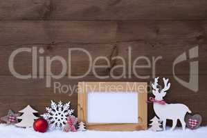 Christmas Decoration On Snow With Picture Frame