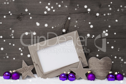 Gray Purple Christmas Decoration Text Merry Xmas, Snowflakes