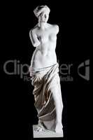 White marble classic statue "Aphrodite of Milos" isolated on black background