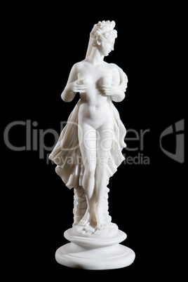 Classic white marble statue of a woman isolated on black background