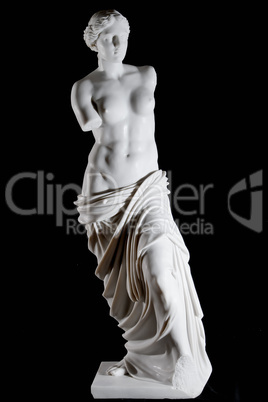 White marble classic statue "Aphrodite of Milos" isolated on black background