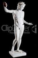 Classic white marble statue of Apollo isolated on black background