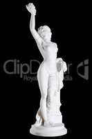 Classic white marble statue of Maenad isolated on black background
