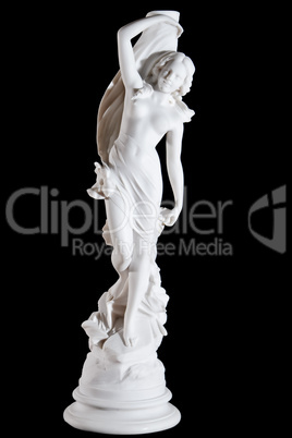 Classic white marble statue of Aprodite isolated on black background