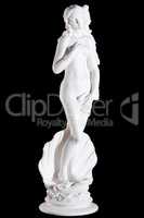 Classic white marble statue The Birth of Venus isolated on black background
