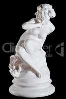 Classic white marble statue of Demeter isolated on black background