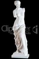 White marble classic statue "Aphrodite of Milos" isolated on black background
