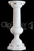 Classical white marble column isolated on black background