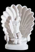 Classic white marble statuette of Aprodite isolated on black background