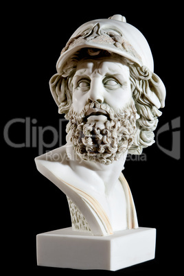 Classical painted marble Zeus Bust isolated on black background