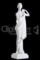 Classic white marble statue of a woman isolated on black background