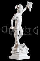 Classic white marble statue Perseus with the head of Medusa isolated on black background