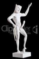 Classic white marble statue of Priapus isolated on black background