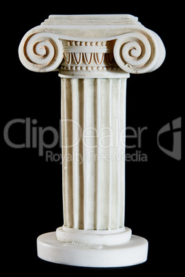 Classical painted marble column isolated on black background