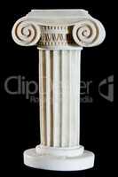 Classical painted marble column isolated on black background