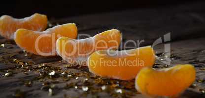 Christmas Food, Orange Fruit Slices, Golden Glitter, Background