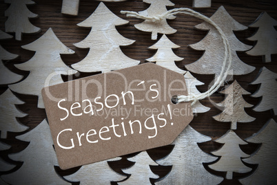 Brown Christmas Label With Seasons Greetings