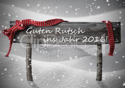 Christmas Sign Rutsch Jahr 2016 Mean New Year Snow, Snowflakes