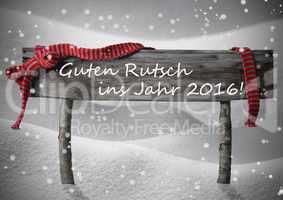 Christmas Sign Rutsch Jahr 2016 Mean New Year Snow, Snowflakes