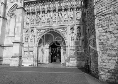 Black and white Westminster Abbey in London