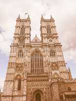 Retro looking Westminster Abbey in London